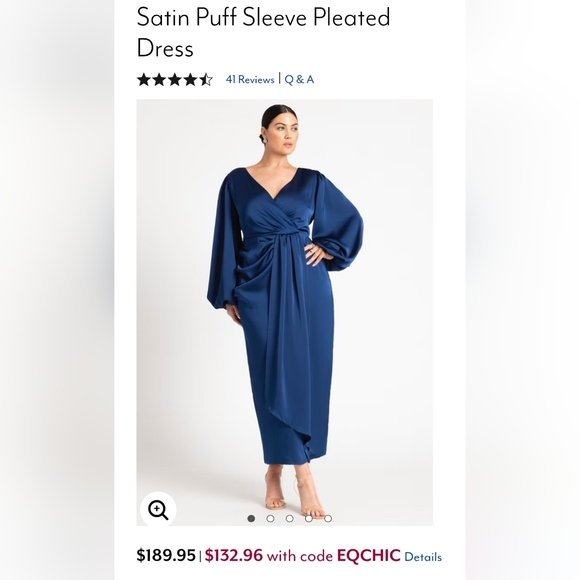 Eloquii Deep Blue Long Sleeve Dress - Picture 4 of 7